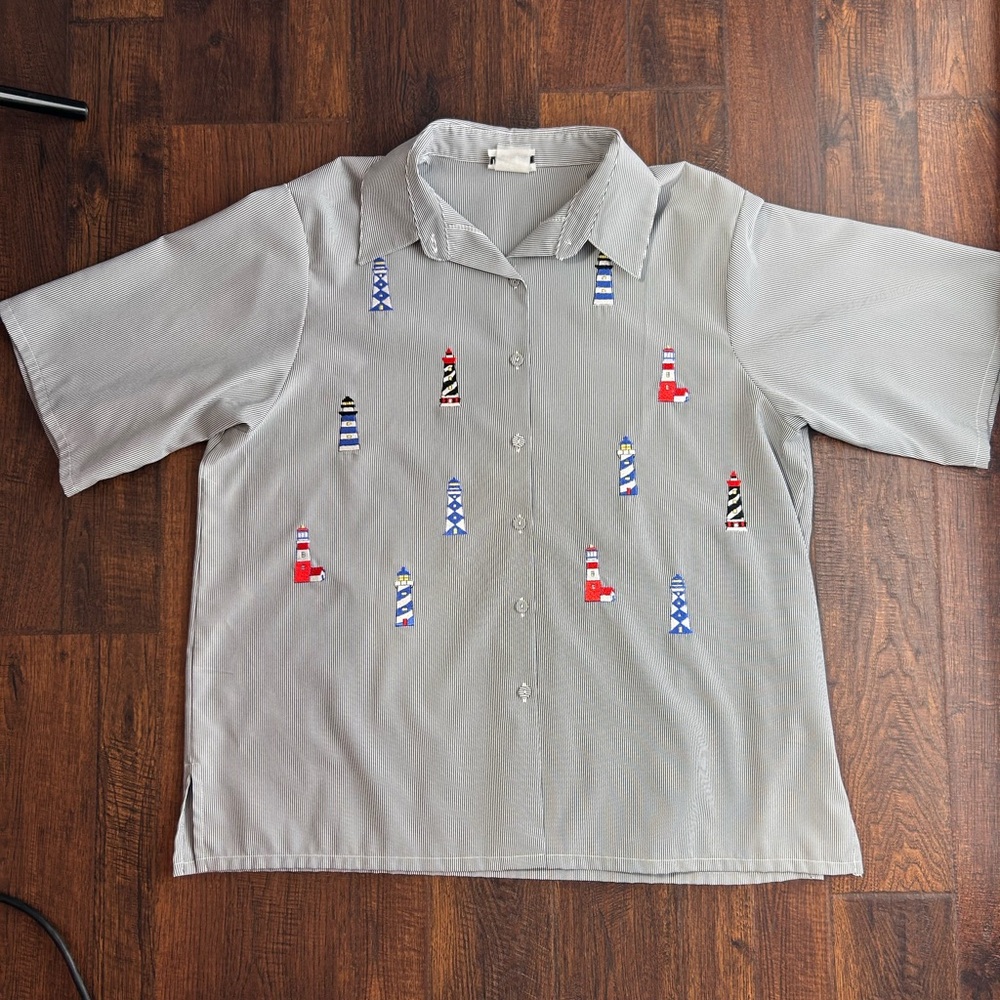 Bonworth Embroidered Lighthouse Button Down | best fix for XL-2X